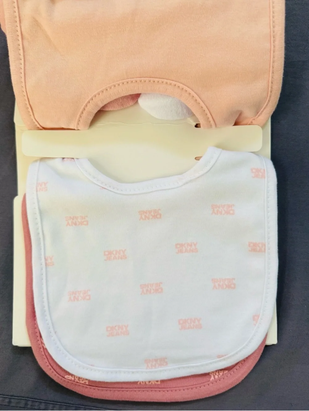 DKNY Baby Bib & Sock Set - Pink and White